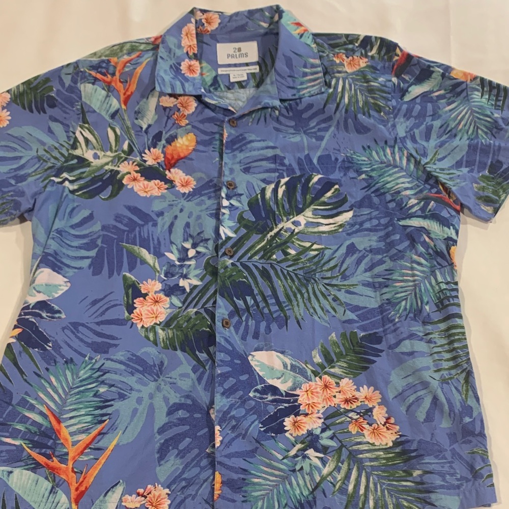 Blue Tropical Print Men's Shirt